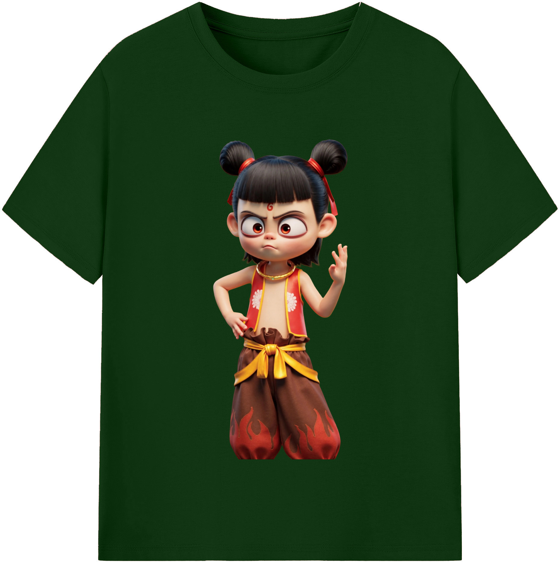 （画像用） Ne Zha 2 ナタ 魔童の大暴れ 綿100％半袖Tシャツ（フロントプリント）
